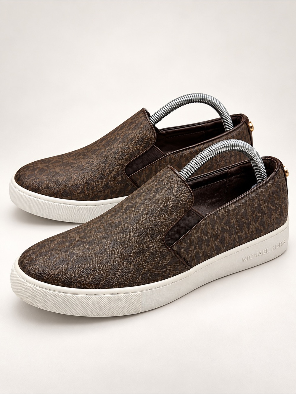 Michael Kors Brown Monogram Slip On Sneakers Size 9.5 M